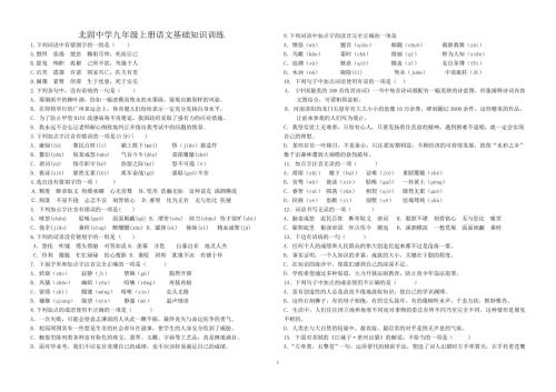 九年级上册语文基础知识训练.doc
