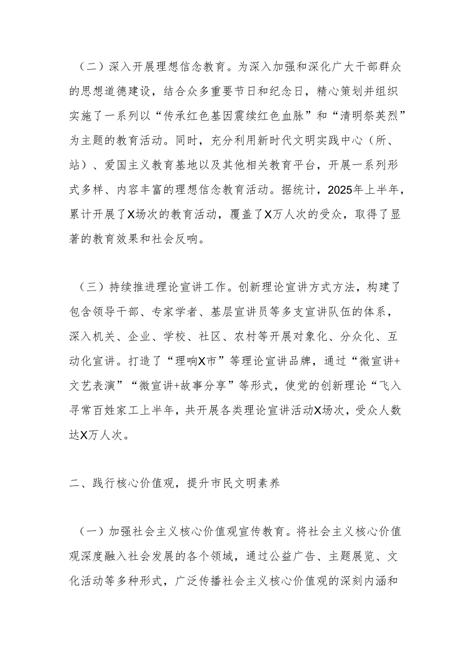 X市精神文明办2025年上半年工作总结.docx_第2页