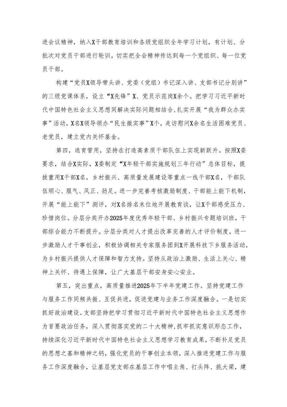 2025年上半年党建工作总结及下半年工作计划1(精选12篇).docx_第3页