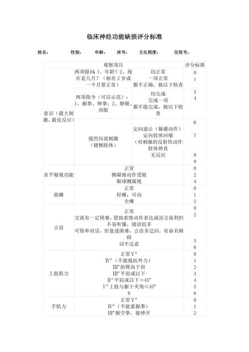 临床神经功能缺损评分标准.doc