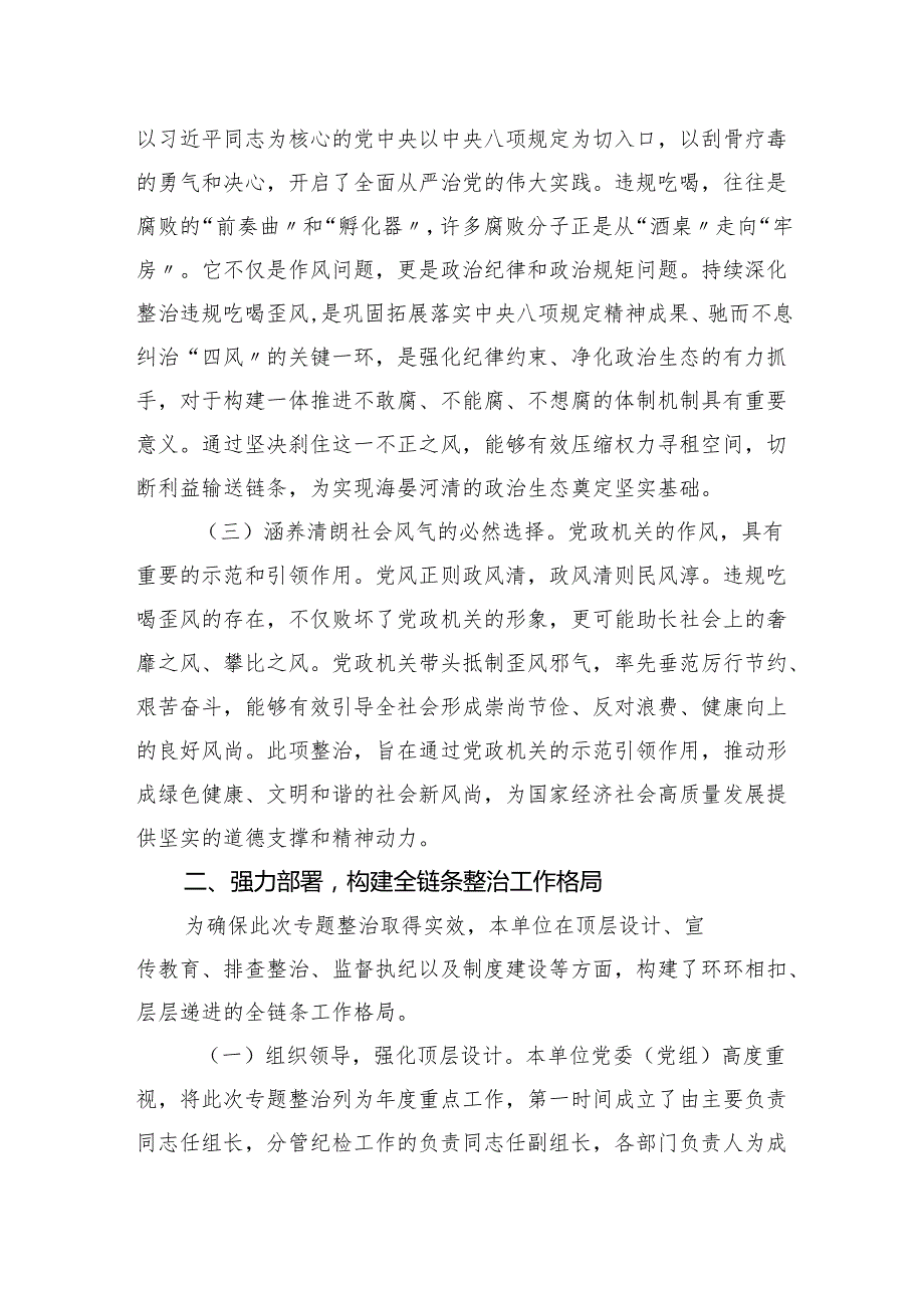 2025年单位党委党支部开展违规吃喝歪风专题整治情况汇报材料.docx_第2页