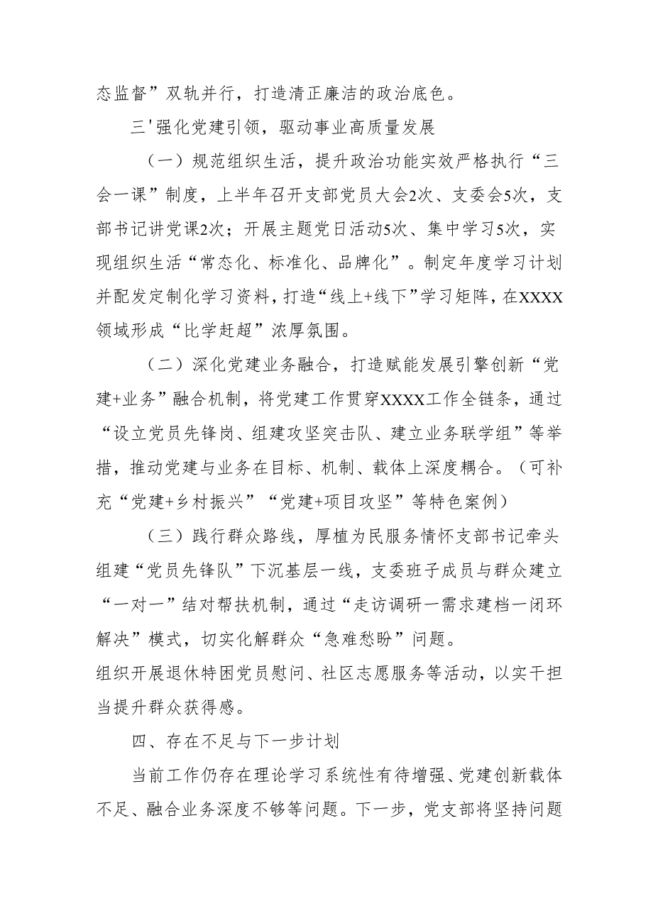 2025年上半年党建工作总结及下半年工作计划汇编3份.docx_第3页