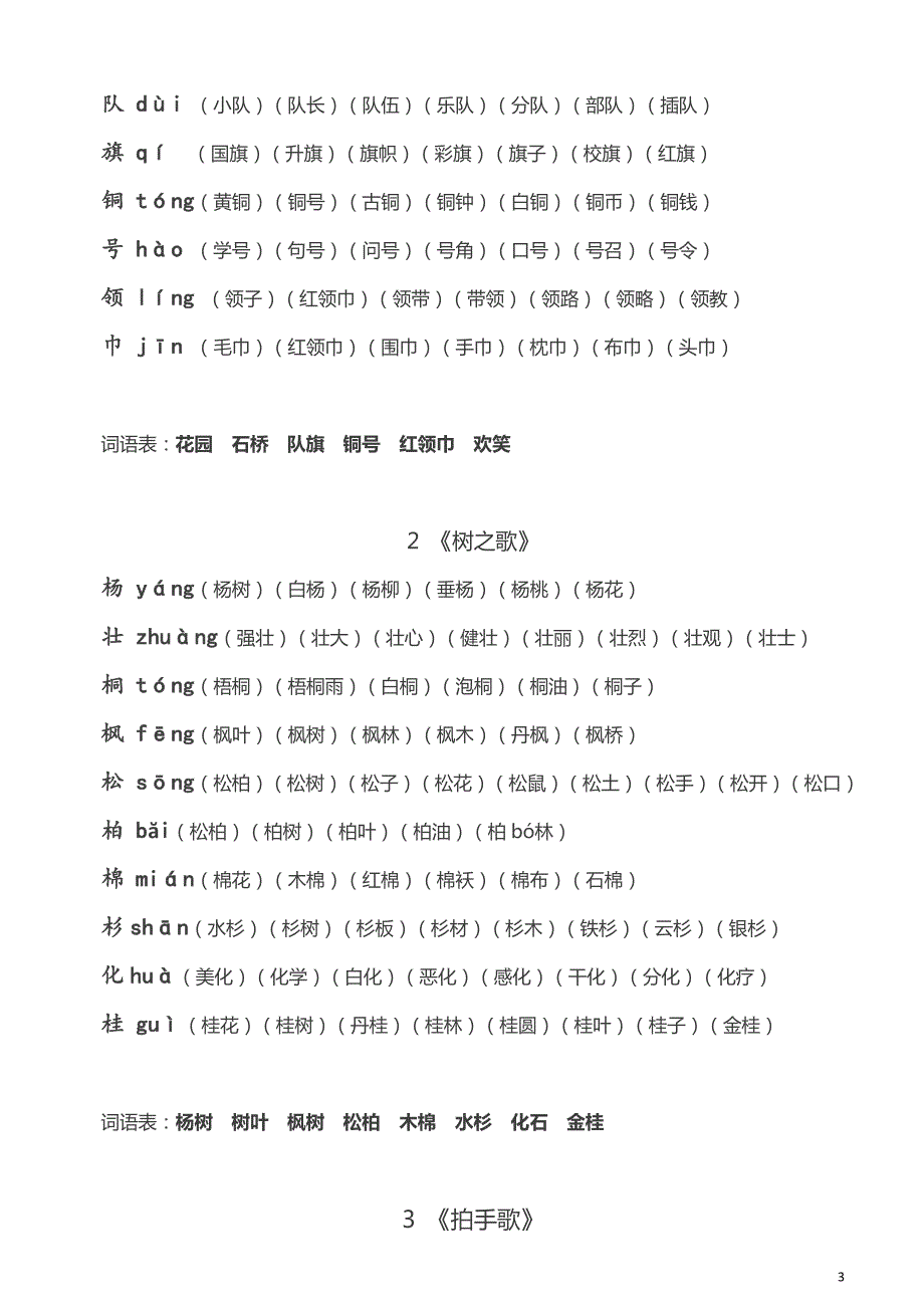 二年级语文上册部编生字拼音组词.doc_第3页