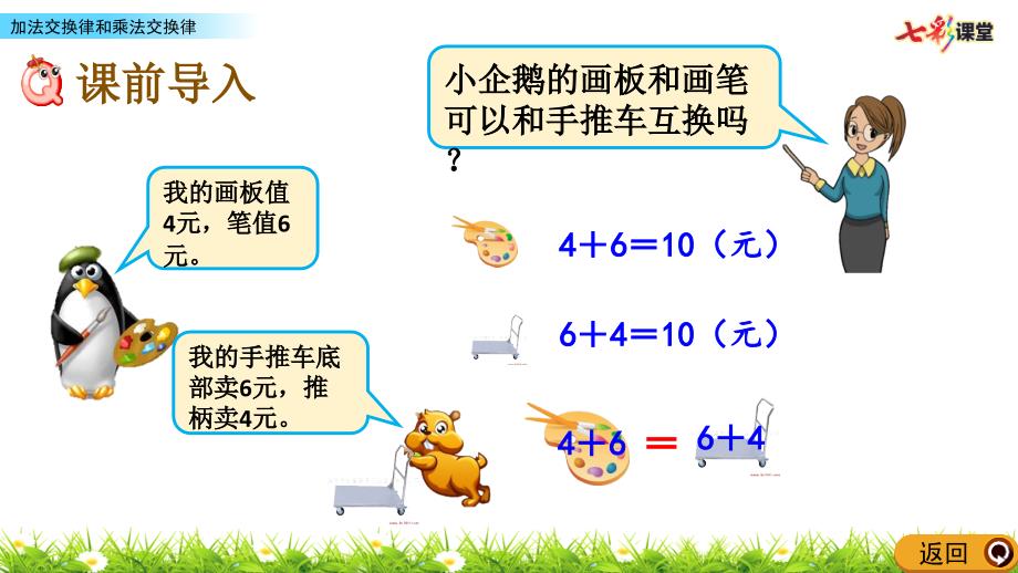 北师大版数学四年级上册4.3加法交换律和乘法交换律ppt课件.pptx_第3页