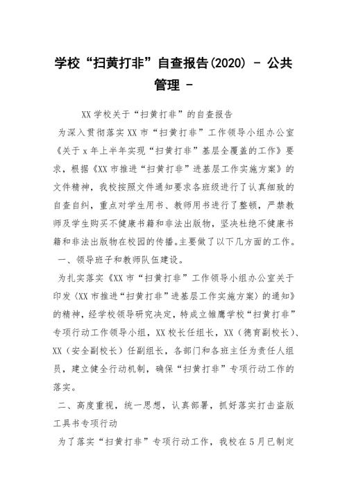 学校扫黄打非自查报告2020公共管理.docx