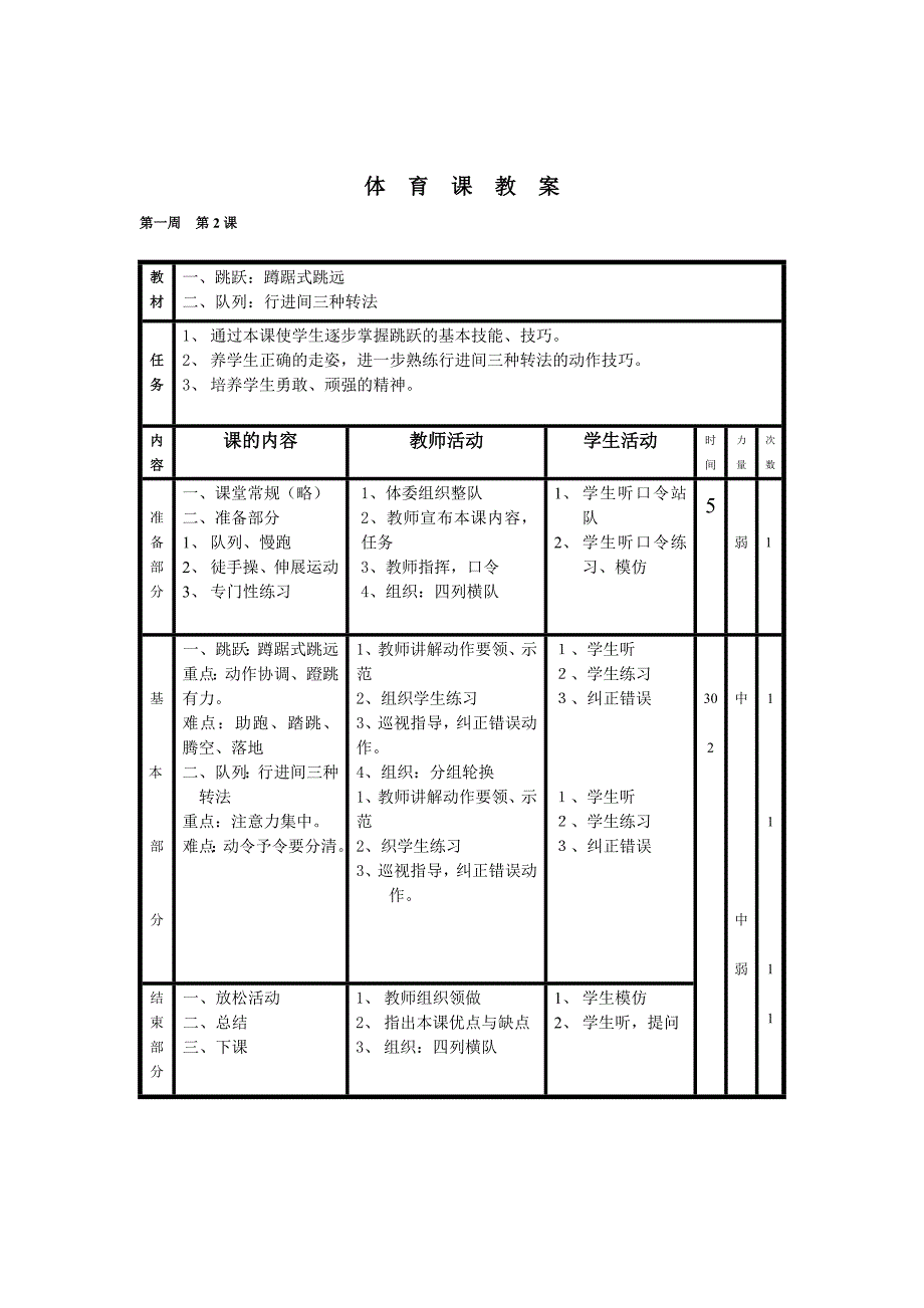 人教版六年级上册体育全册教案2.doc_第2页