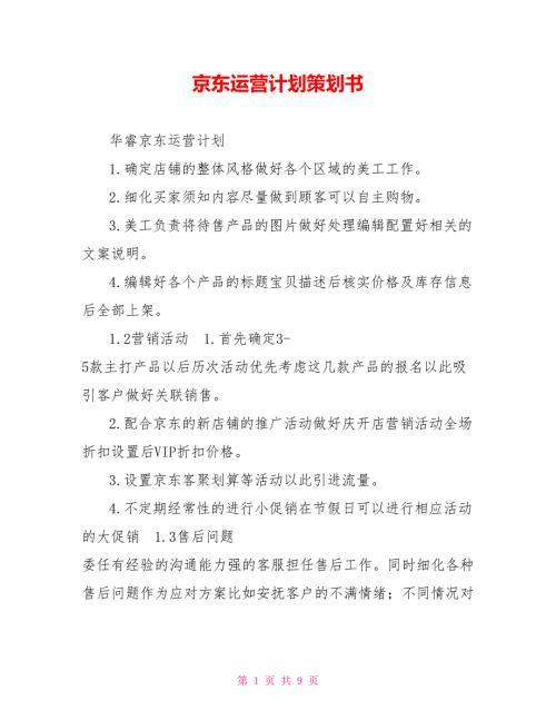 京东运营计划策划书.doc