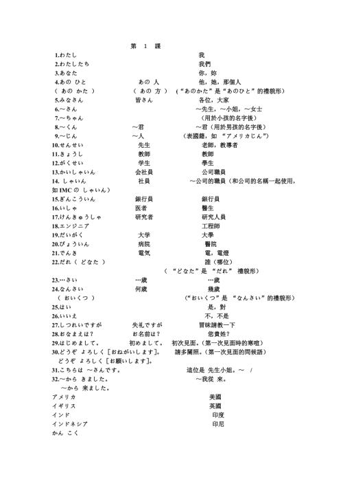 大家的日语1单词表.doc