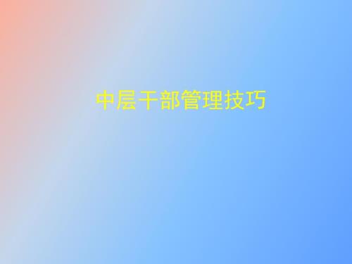中层干部管理技巧.ppt