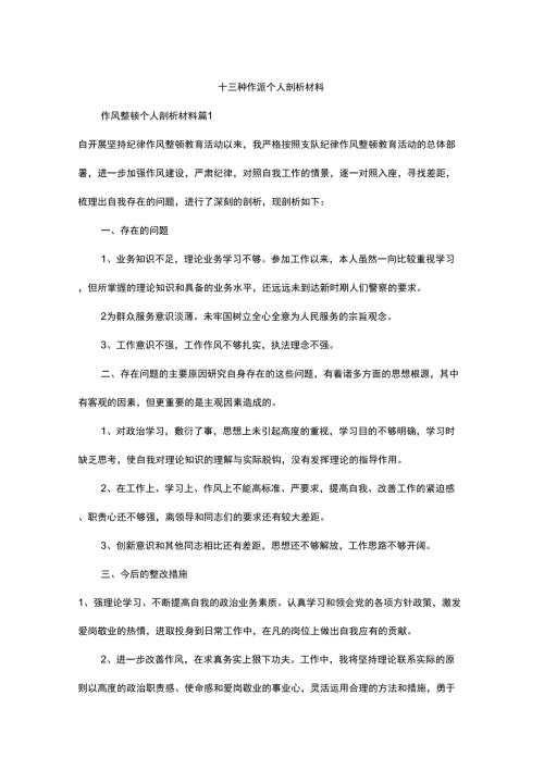 十三种作派个人剖析材料.docx