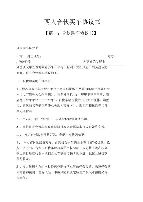 两人合伙买车协议书.docx