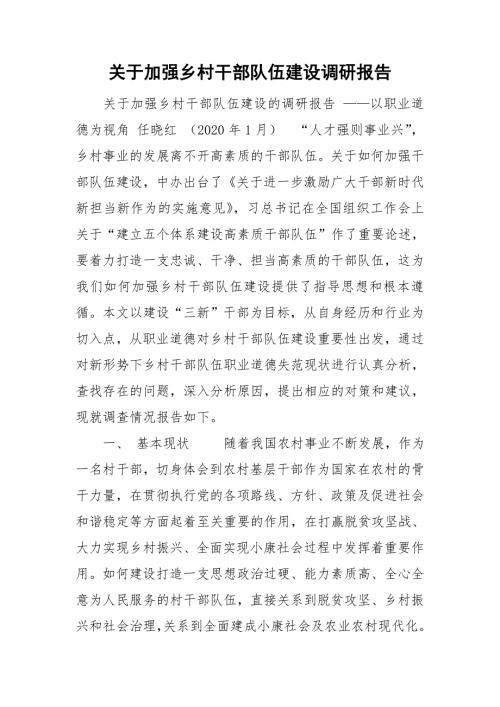关于加强乡村干部队伍建设调研报告.doc