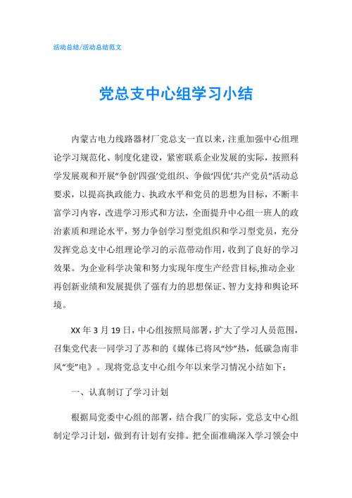党总支中心组学习小结.doc