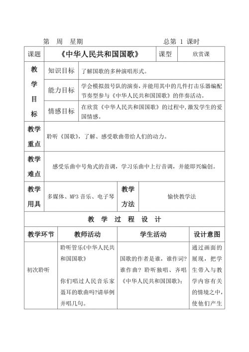 人民音乐出版社四年级音乐上册教案.doc