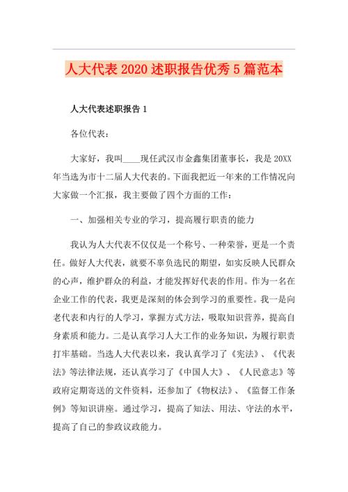 人大代表述职报告优秀5篇范本.doc