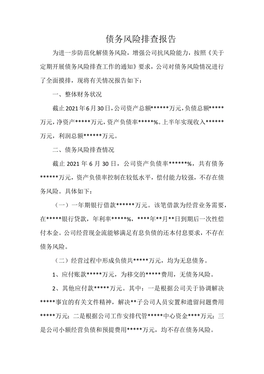 债务风险排查报告.docx_第1页