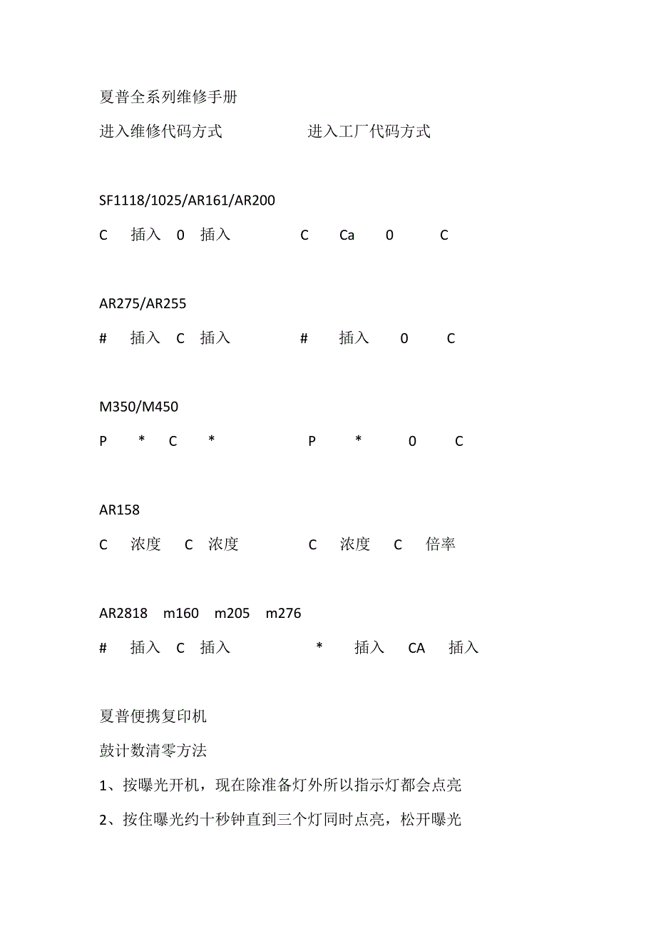 夏普复印机全系列维修手册.doc_第1页