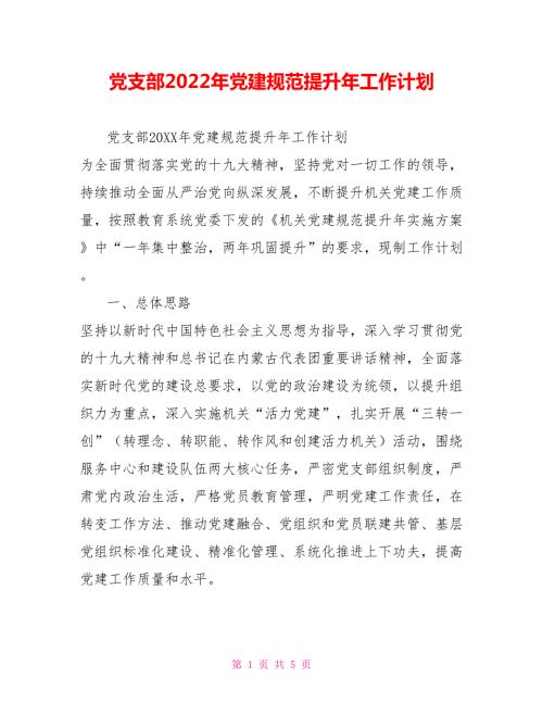 党支部2022年党建规范提升年工作计划.doc