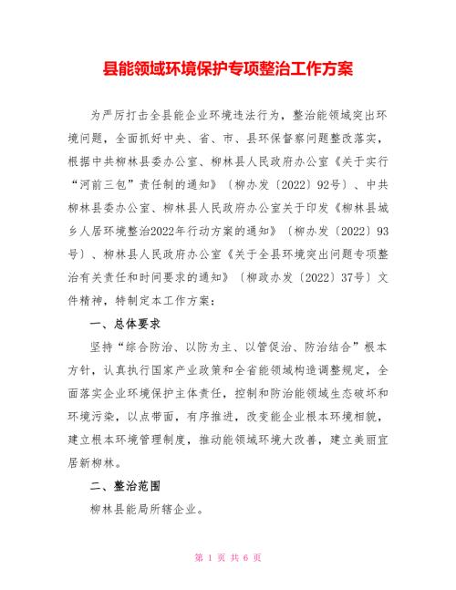 县能源领域环境保护专项整治工作方案.doc