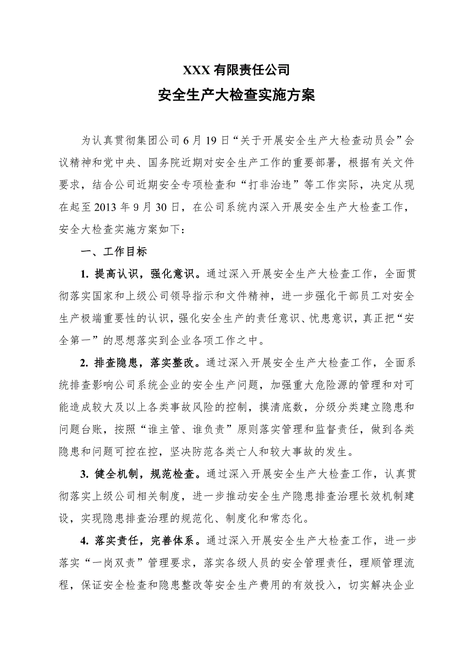 公司安全生产大检查实施方案.doc_第1页