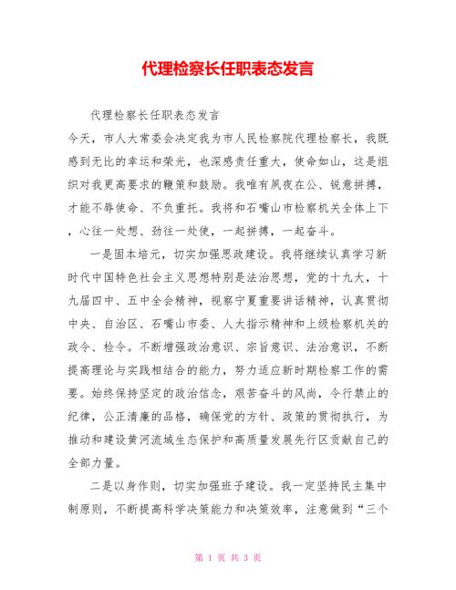 代理检察长任职表态发言.doc