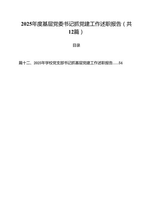 2025年度基层党委书记抓党建工作述职报告12篇（精选版）.docx