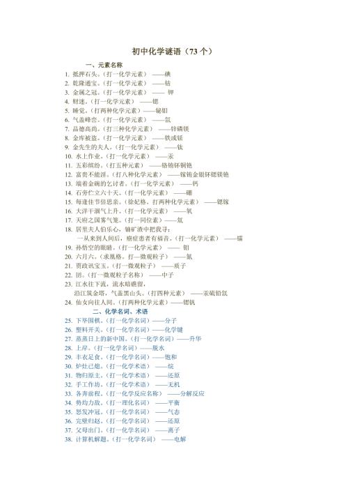 初中化学谜语73个.doc