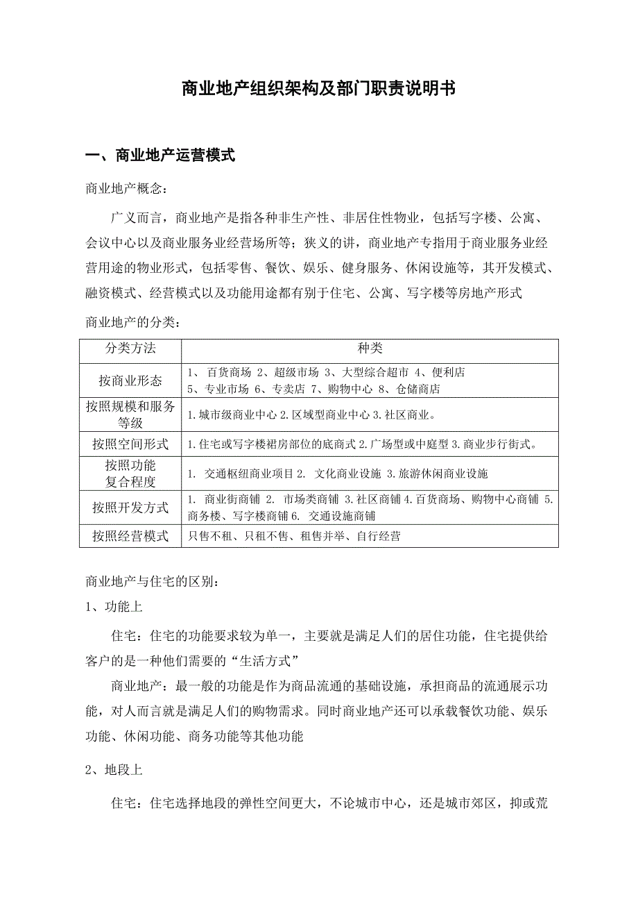 商业地产组织架构和部门职责.doc_第1页