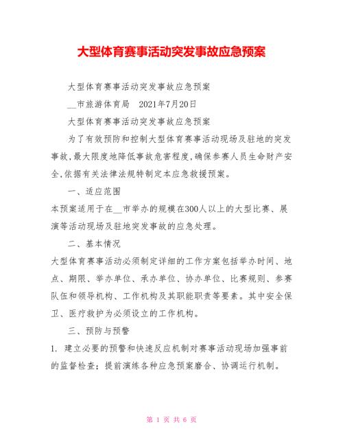 大型体育赛事活动突发事故应急预案.doc