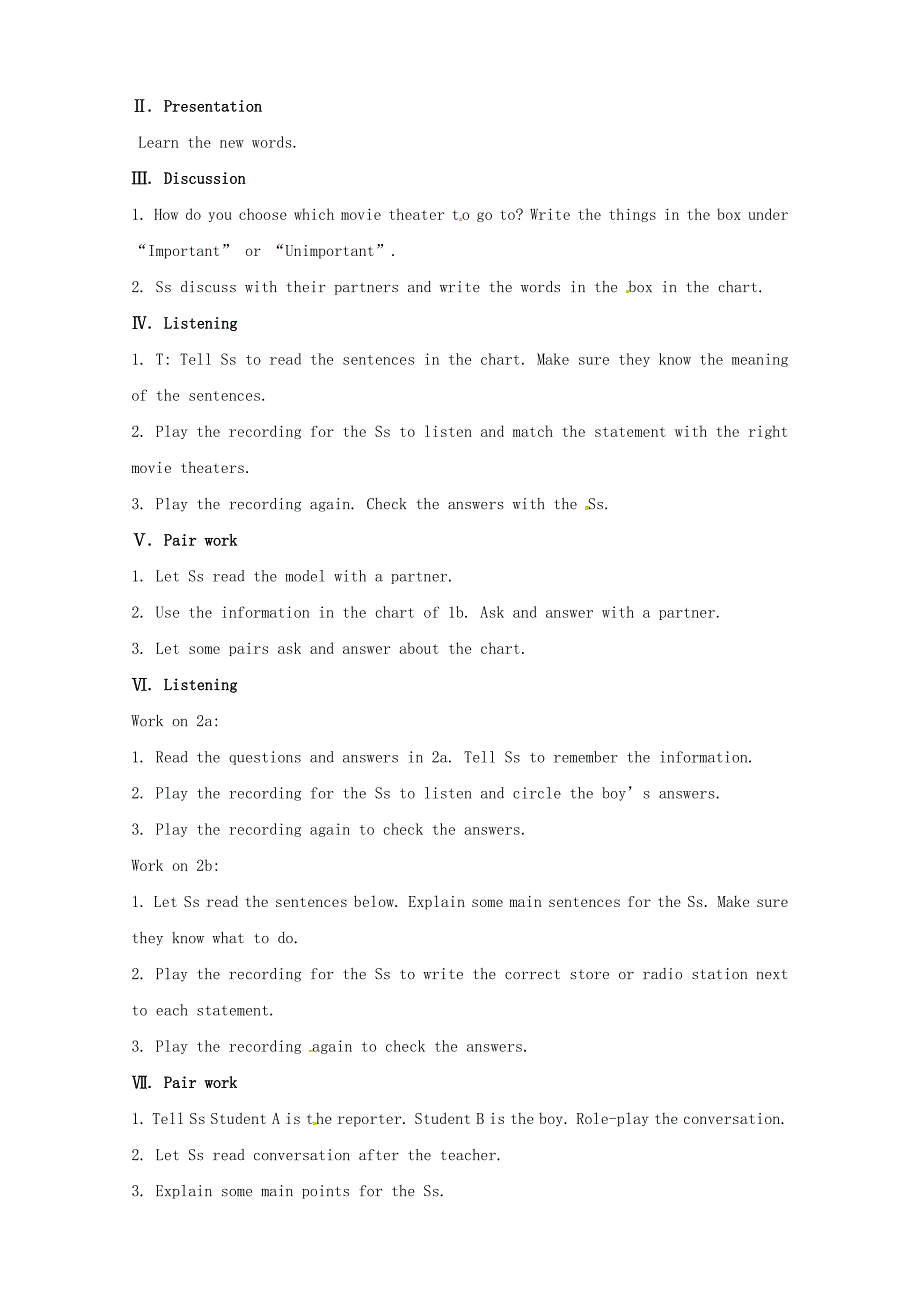 八年级英语上册Unit4Whatsthebestmovietheater教案共14页人教新目标版.doc_第2页