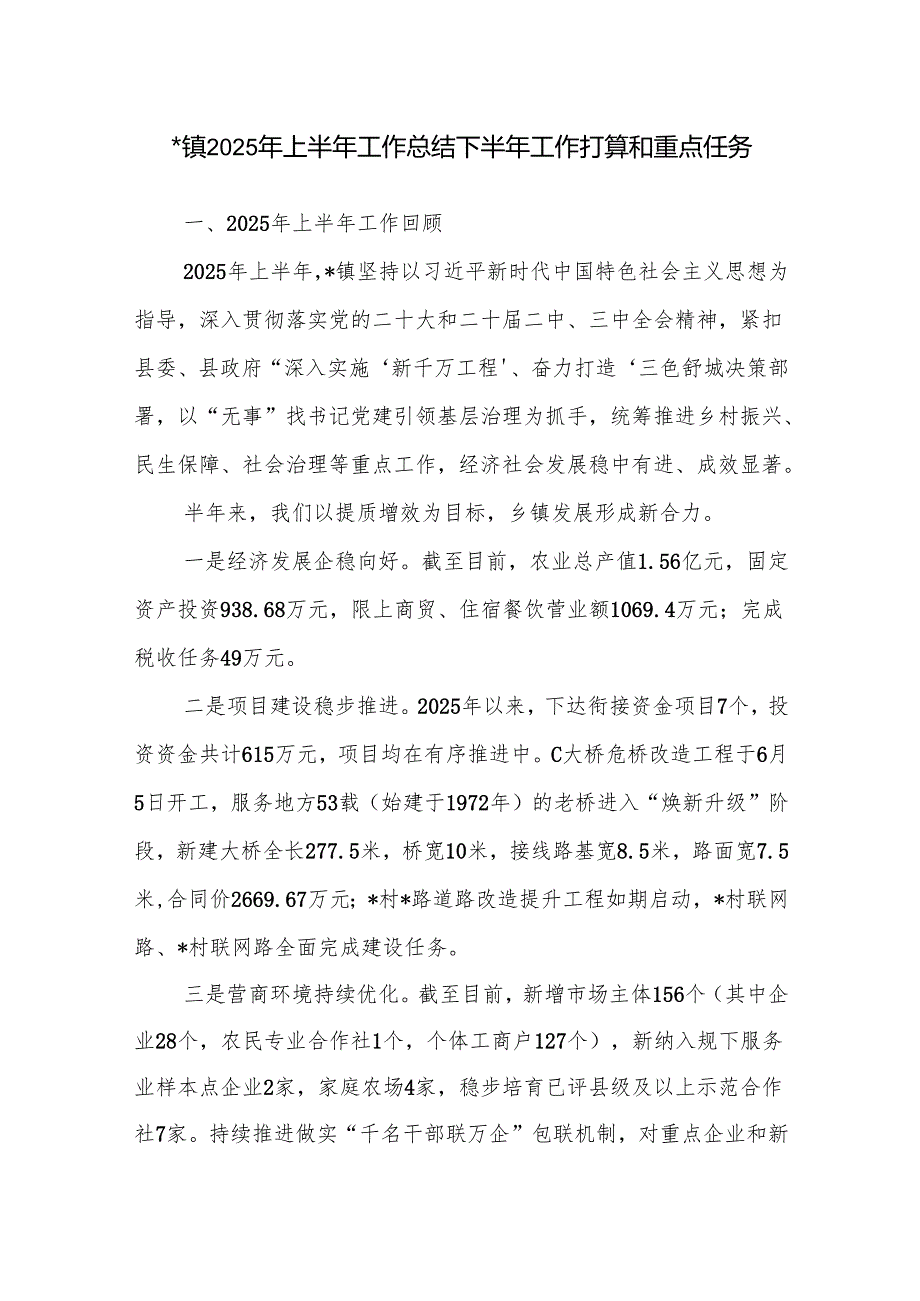 乡镇2025年上半年工作总结下半年工作计划打算共3篇.docx_第2页