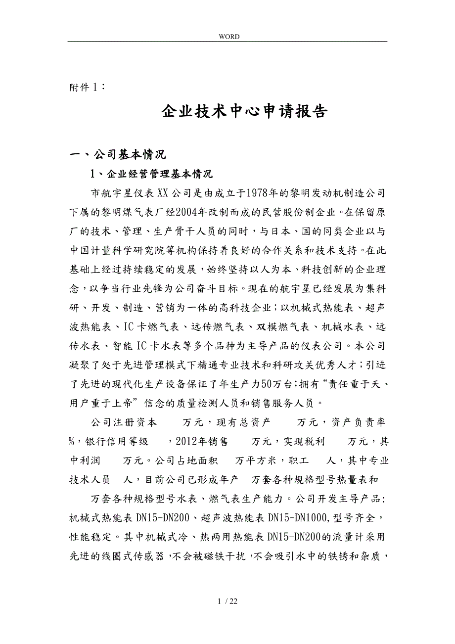 公司企业技术中心申请报告.doc_第1页