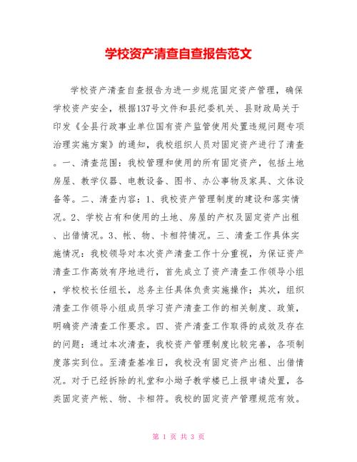 学校资产清查自查报告范文.doc