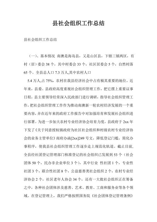 县社会组织工作总结最新总结.doc
