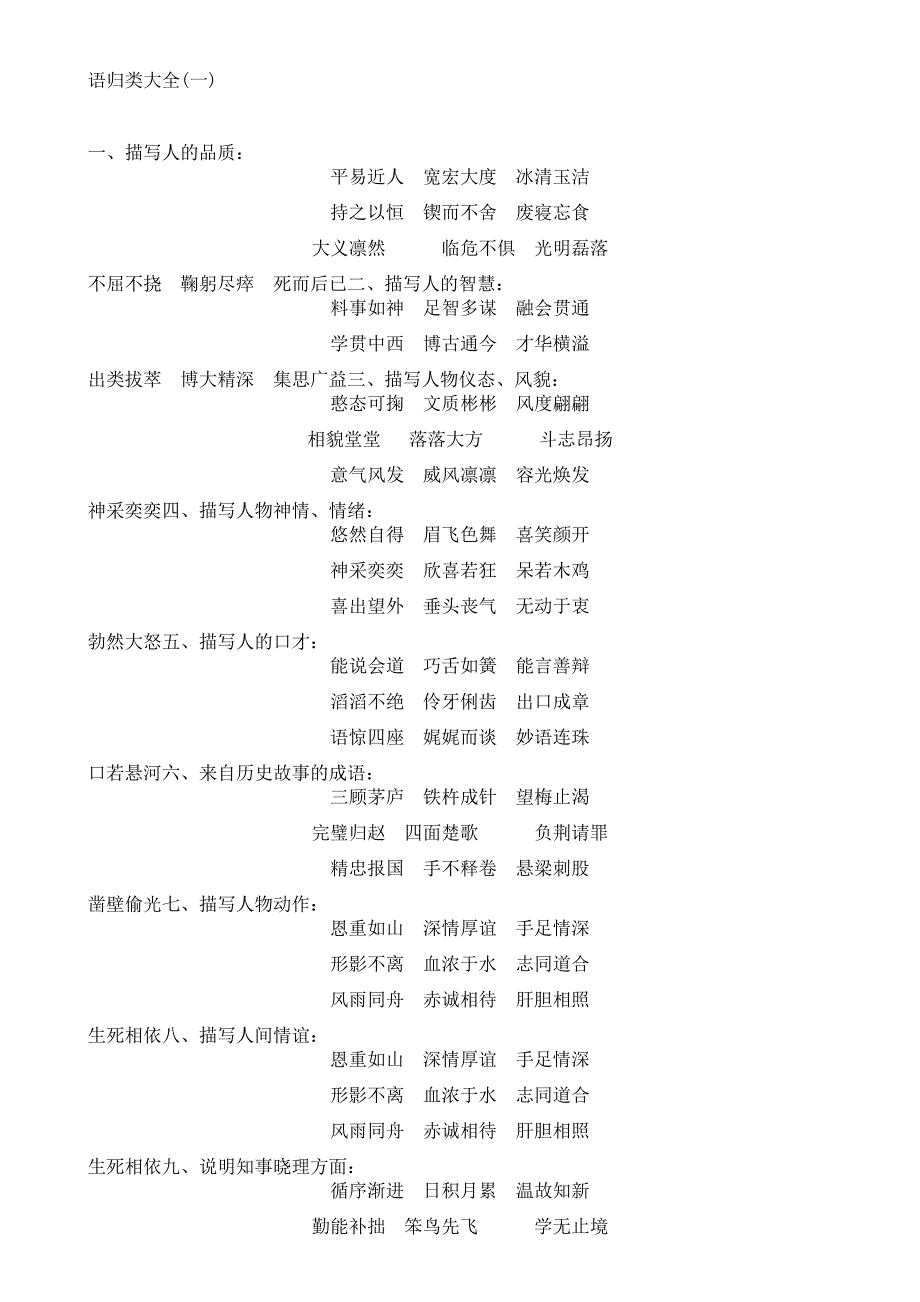 六年级语文四字词语积累.doc_第1页