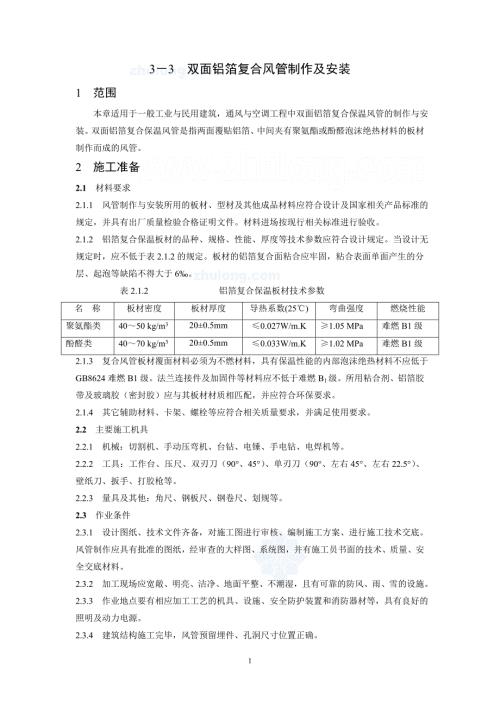 双面铝箔复合风管制作与安装施工工艺标准secret.doc