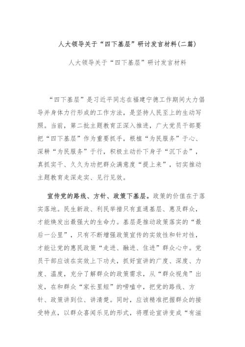 人大领导关于四下基层研讨发言材料二篇.docx