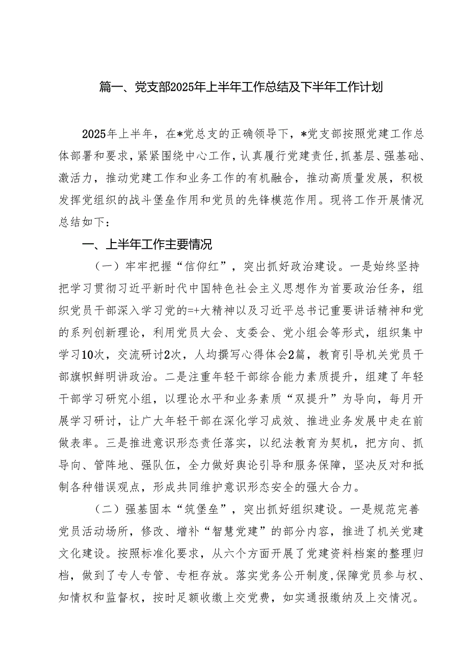 (12篇)党支部2025年上半年工作总结及下半年工作计划（范文集锦）.docx_第2页