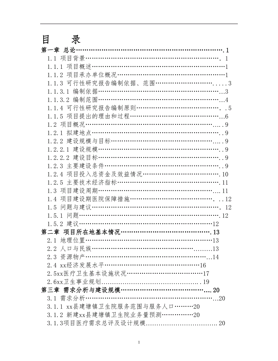 卫生院建设体系可行性研究报告.doc_第1页
