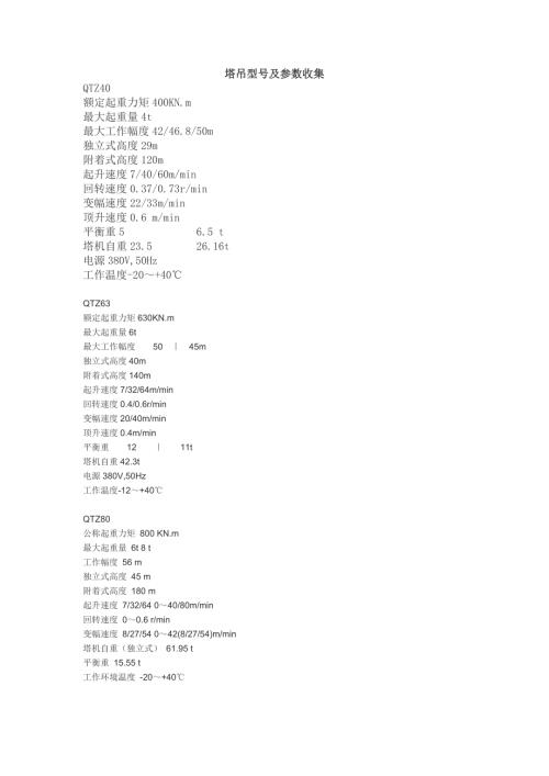 各种型号的塔吊参数.doc