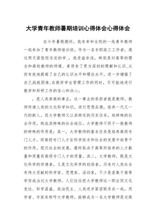 大学青年教师暑期培训心得体会.docx