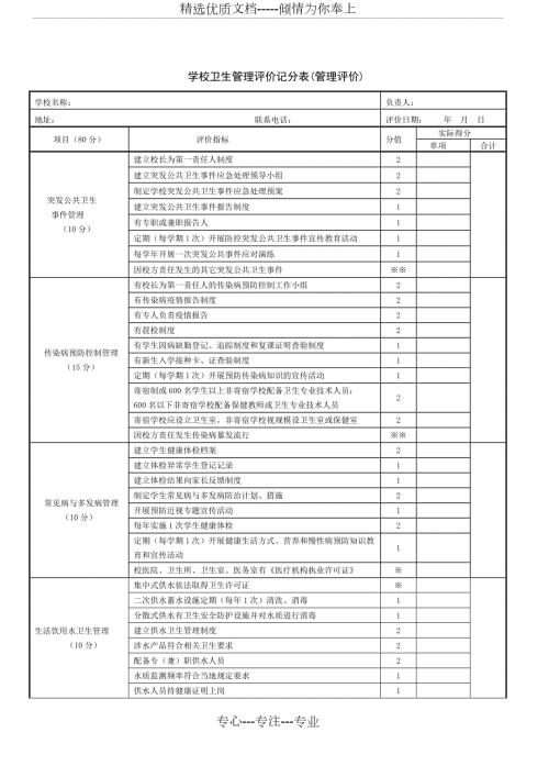 学校卫生综合评价表共4页.doc