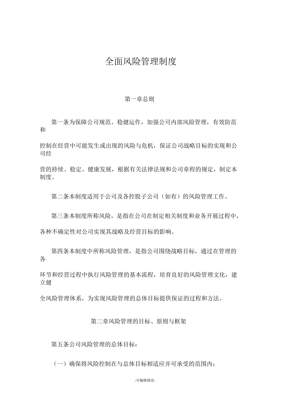 全面风险管理制度.docx_第1页