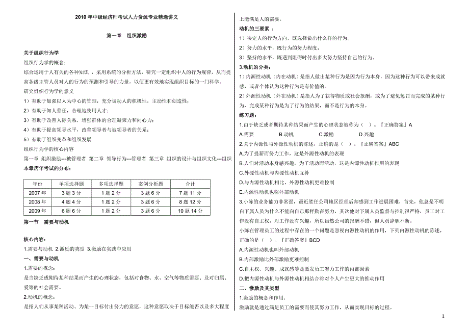 中级经济师考试人力资源专业精选讲义全.doc_第1页