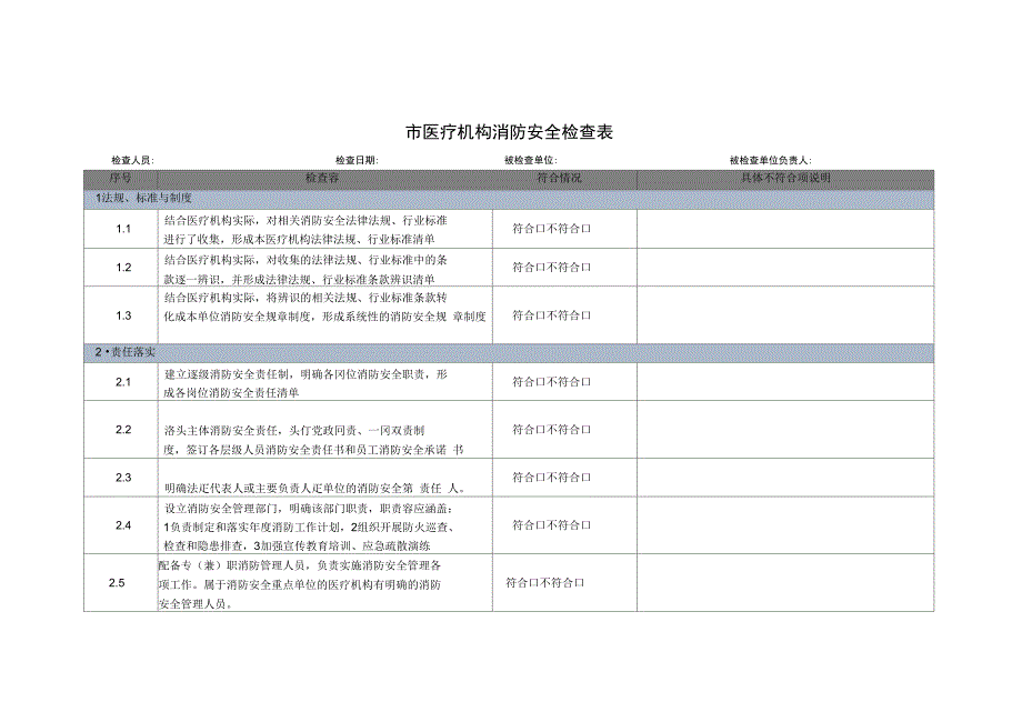 医疗机构消防安全检查表.doc_第1页