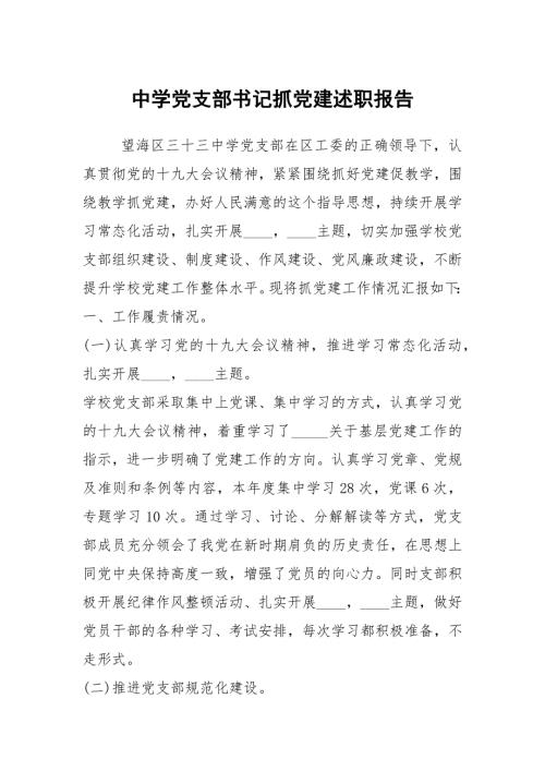 中学党支部书记抓党建述职报告.docx
