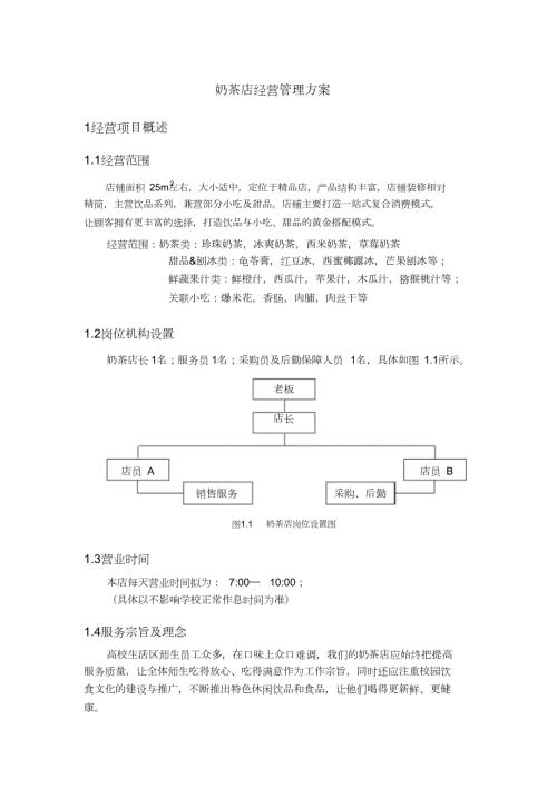 奶茶经营方案完整版.doc