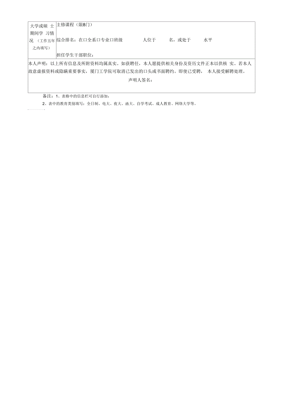 厦门工学院应聘报名表教学岗位.docx_第3页