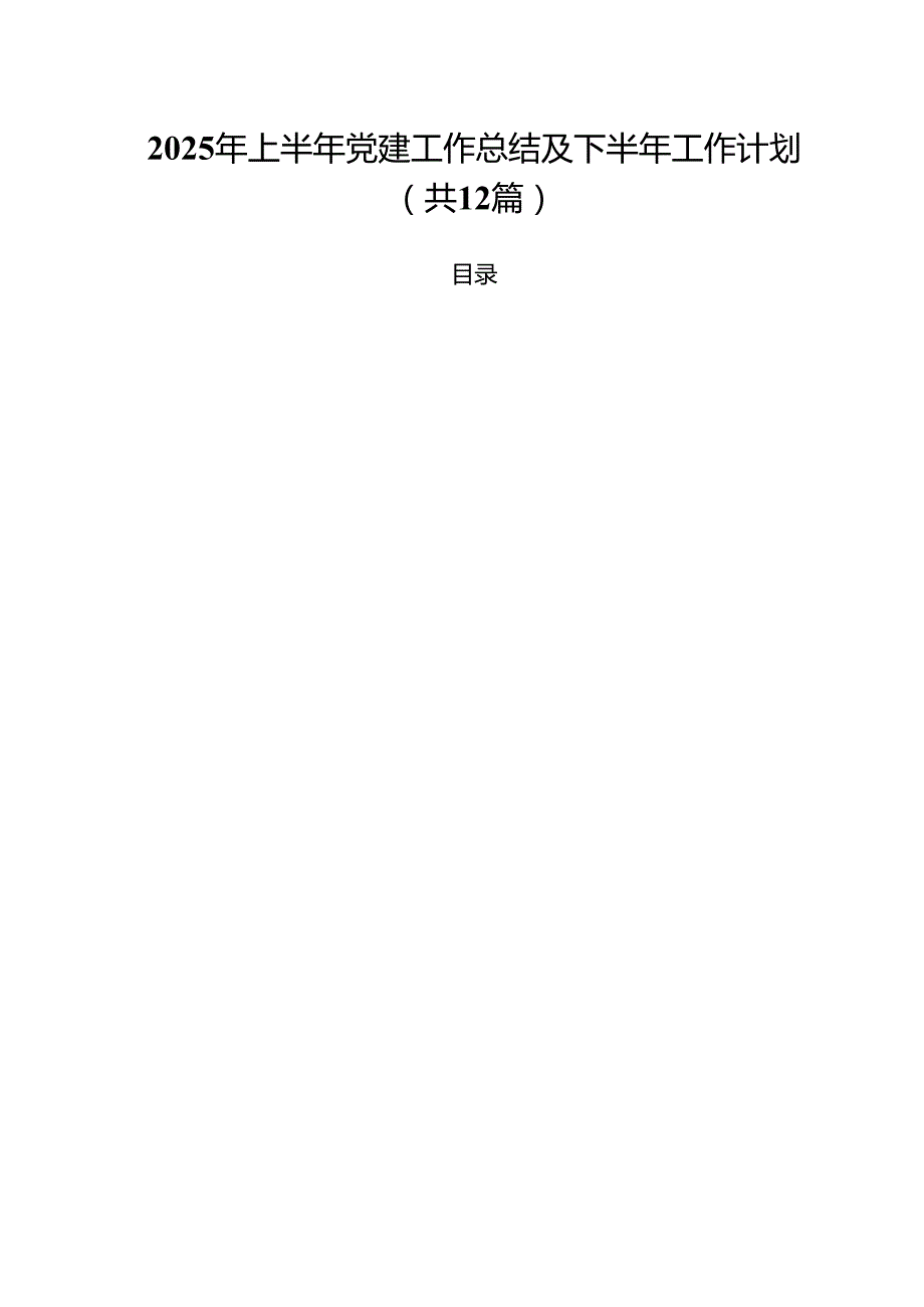 (12篇)2025年上半年党建工作总结及下半年工作计划最新精编.docx_第1页