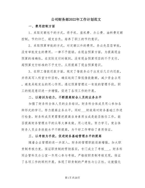 公司财务部2022年工作计划范文.doc